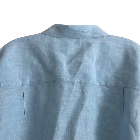 L.L Bean Women's 100% Linen Blouse Shirt Size XL Tunic Blue Long Sleeve Top - Picture 9 of 10